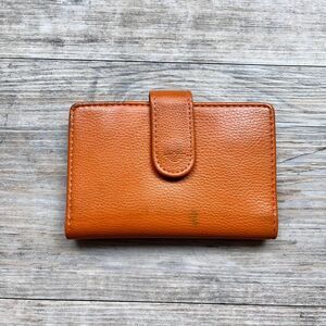 Dockers Orange Leather Wallet Bifold Snap Tab Card Holder Minimalist Vintage
